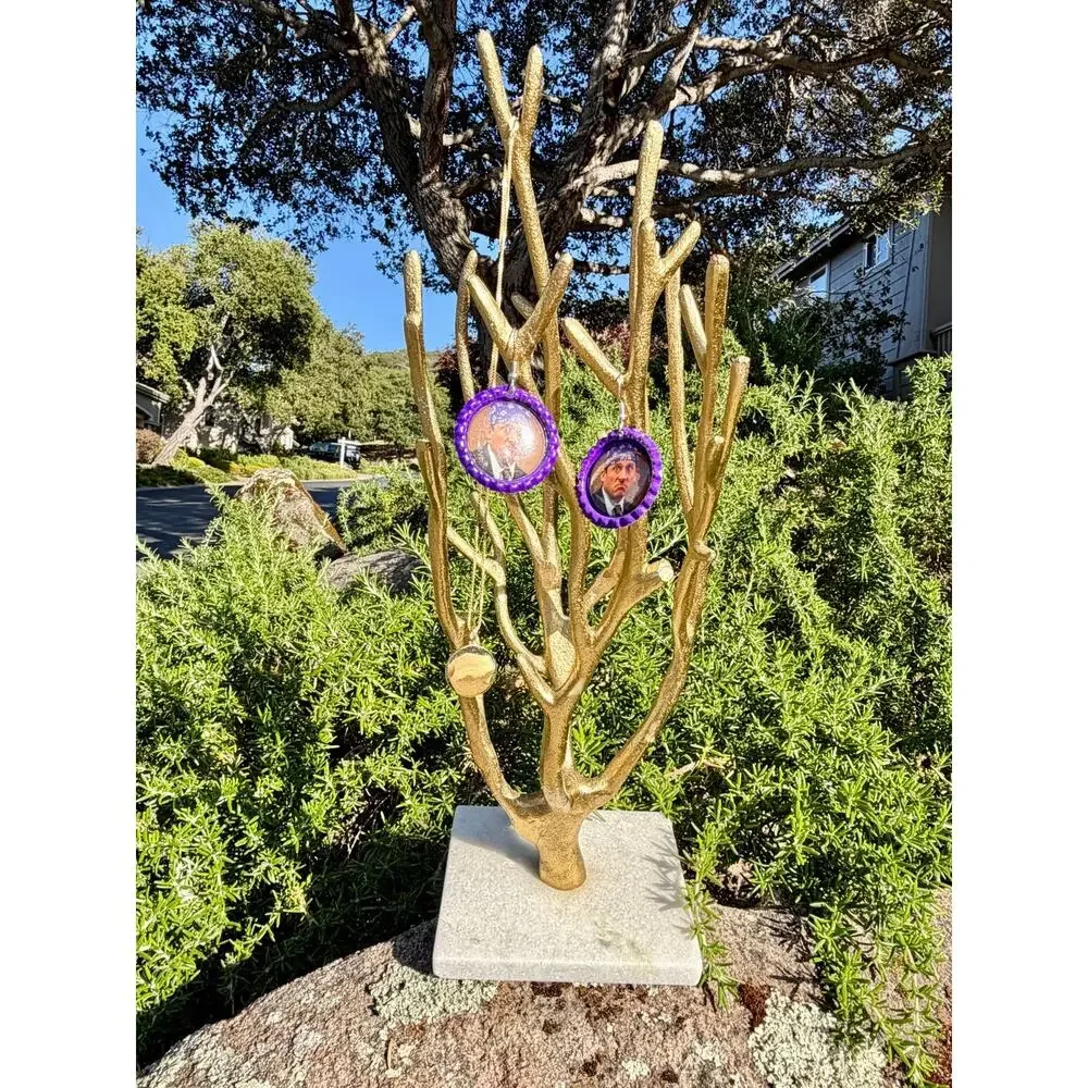 West Elm Gold Coral Jewelry Organizer Tree Stand Marble Base Coastal Decor Ocean